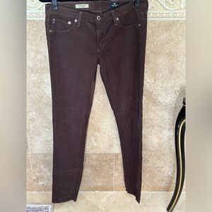 AG ‘the legging’ super skinny chocolate brown mini corduroy sz 30r